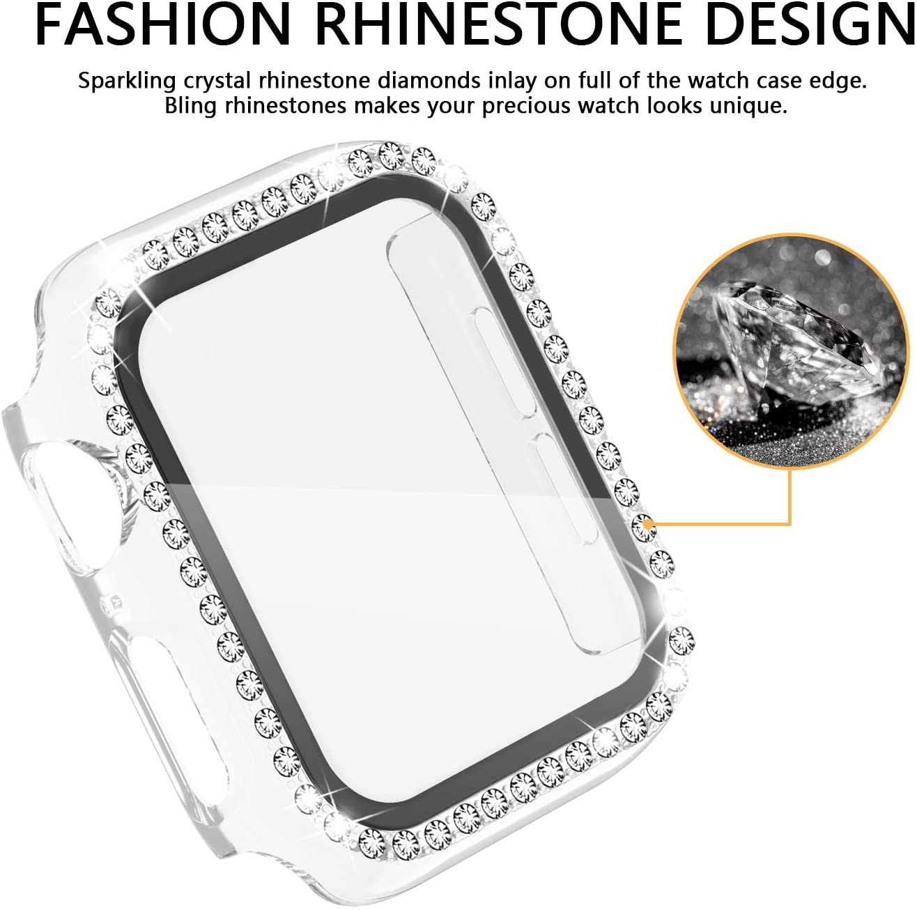 Crystal Diamond Rhinestone Case with Built In Tempred Glass Screen